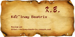 Kálnay Beatrix névjegykártya